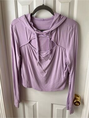 HALARA Light Purple Long-Sleeve Hooded Top with Drawstring